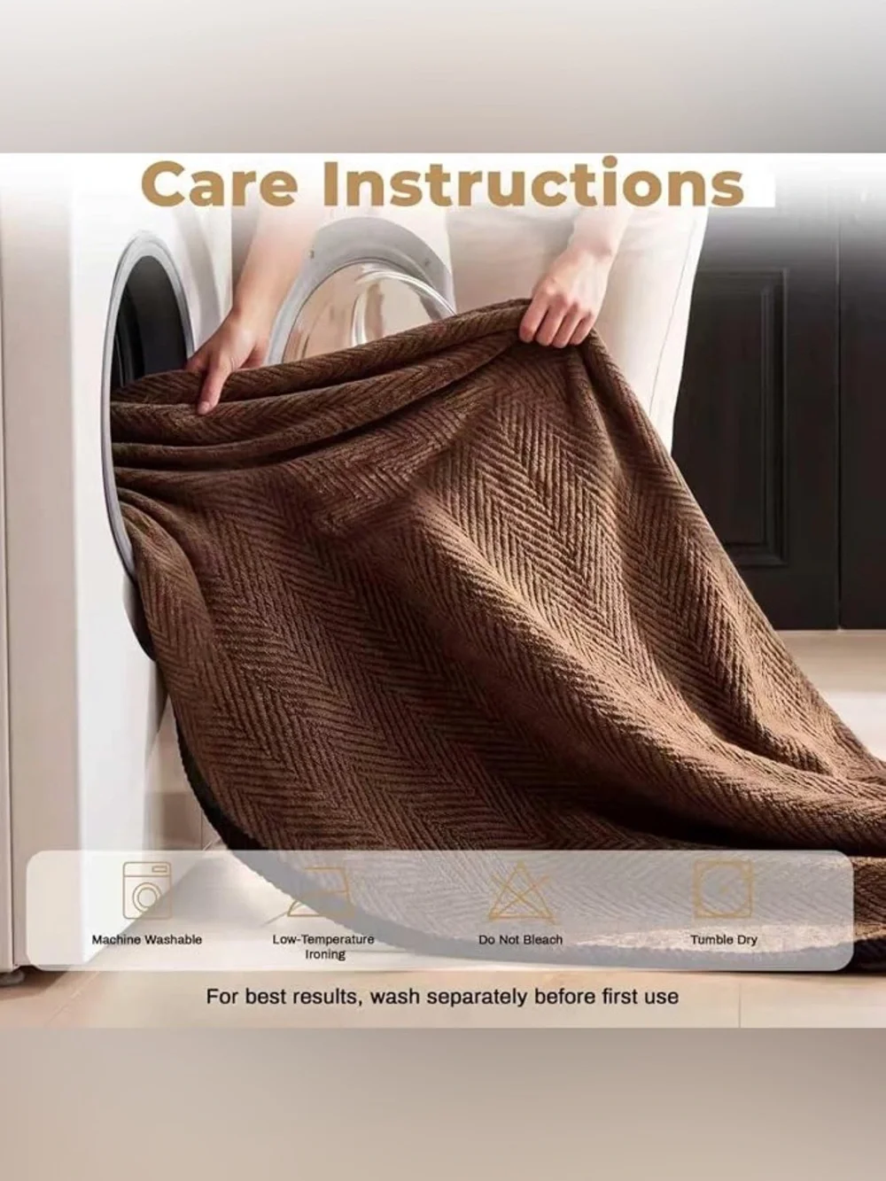 Brown Herringbone Sofa Throw Cover